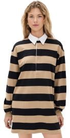 Good American Jersey Polo Mini Dress Khaki/Black Rugby Stripe 2XL at Shopbop
