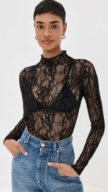 Good American Lace Long Sleeve Bodysuit at Shopbop