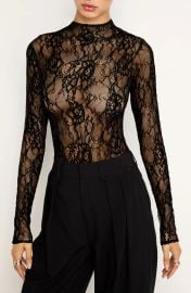 Good American Lace Long Sleeve Bodysuit at Nordstrom