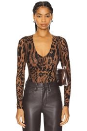 Good American Leopard Mesh Bodysuit at Revolve