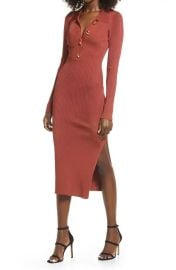 Good American Long Sleeve Polo Midi Dress at Nordstrom