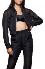 Good American Sheer Crop Bomber Jacket   Nordstrom at Nordstrom