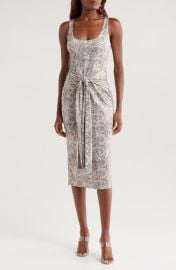 Good American Slinky Ruched Sleeveless Jersey Midi Dress at Nordstrom