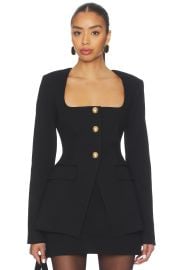 Good American Soft Stretch Ponte Sculpted Blazer In Black001 at Revolve