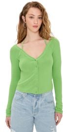 Good American Stretch Rib Knit Off Shoulder Top Lime005 XL at Shopbop