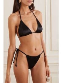 Good American Tiny Ties stretch satin triangle bikini top at Net a Porter