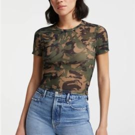 Good American Tops Good American Printed Mesh Cropped Tee Camo Size Small Poshmark at Poshmark