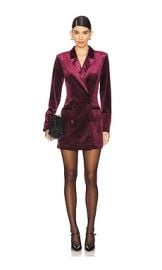 Good American Velvet Exec Blazer Dress In Oxblood002 at Revolve