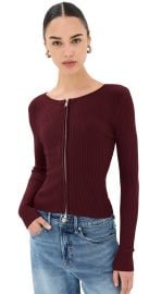 Good American Virgo Rib Zip Front Sweater OxBlood002 XS at Shopbop