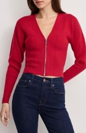 Good American Zip Front Bustier Sweater at Nordstrom