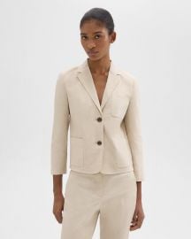 Good Linen Boxy Patch Pocket Blazer at Theory