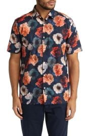 Good Man Brand Big On-Point Short Sleeve Stretch Organic Cotton Button-Up Shirt at Nordstrom