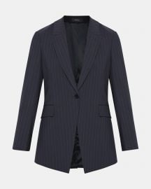 Good Wool Pinstripe Long Blazer at Theory