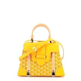 Goyard Saigon Top Handle Bag Coated Canvas with Leather PM Yellow 1791465 at Rebag