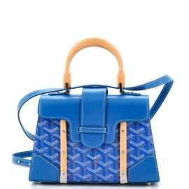 Goyard Structured Saigon Top Handle Bag Coated Canvas with Leather Mini Blue 2570851 at Rebag