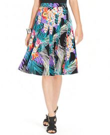 Grace Elements Tropical-Print A-Line Skirt at Macys