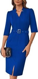 Grace Karin Sheath Dress with Belt in Royal Blue at Amazon