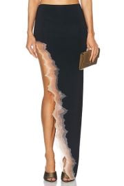 Grace Ling Flame Slit Maxi Skirt in Black Flame FWRD at FWRD