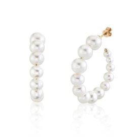 Graduated Pearl Hoop Earrings at Vasilea