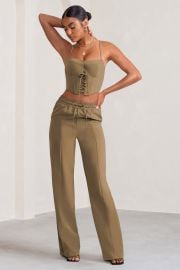 Grandiose Sand High Waist Straight Leg Pants Club L London - USA at Club L