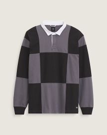 Grant Checkerboard Rugby Shirt en Black Vans CA at Vans