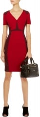 Graphic Colorblock Dress in Red at Karen Millen