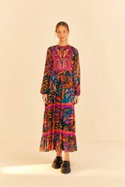 Graphic Foliage Embroidered Maxi Dress FARM Rio at Farm Rio