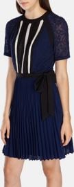 Graphic Lace Insert Pleat Dress at Karen Millen