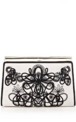 Graphic lace embroiderey clutch at Karen Millen