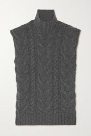 Gray Cable-knit merino wool turtleneck vest FRAME NET-A-PORTER at Net a Porter