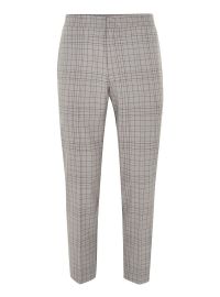 Gray Grid Check Slim Cropped Dress Pants at Topman