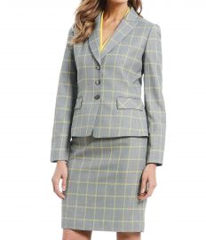 Gray Windowpane Plaid Skirt by Elie Tahari at Dillards