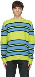 Green & Blue Wool Striped Sweater at Ssense