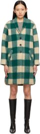 Green  Beige Check Gabriel Coat by Isabel Marant Etoile on Sale at ssense