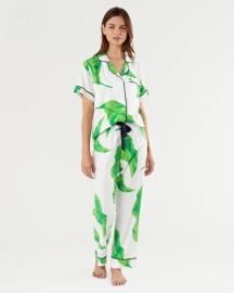 Green Banana Leaves Pajama Pants Set at Carrie Dunham