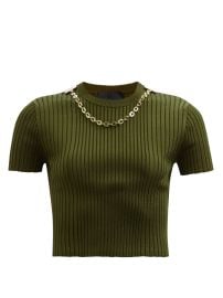 Green Chain ribbed-jersey cropped top  Givenchy  FASHION US at Matches