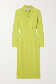 Green Crepe midi shirt dress ROWEN ROSE NET-A-PORTER at Net a Porter