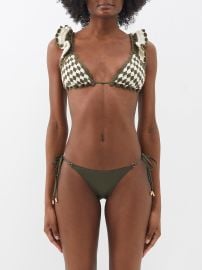 Green Devi checked crochet-knitted bikini top Zimmermann FASHION US at Matches