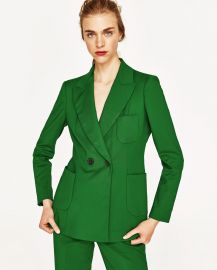 Green Double Breasted Jacket at Zara