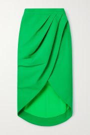 Green Draped wrap-effect grain de poudre wool midi skirt  SERGIO HUDSON  NET-A-PORTER at Net a Porter