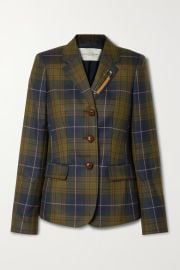 Green Embellished checked wool and silk-blend blazer LAFAYETTE 148 NET-A-PORTER at Net a Porter