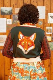 Green Fox Embroidered Vera Cardigan by Palava at Modern Millie