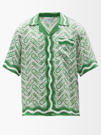 Green Geometric-print silk-satin shirt  Casablanca  FASHION US at Matches