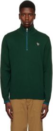 Green Half-Zip Zebra Sweatshirt by PS by Paul Smith on Sale at ssense