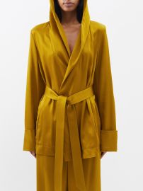 Green Hooded satin robe jacket Saint Laurent FASHION US at Matches