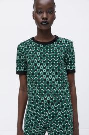  Green Jacquard Tshirt at Zara