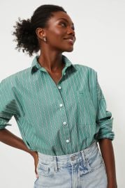 Green Jo Shirt in Striped Poplin Alex Mill at Tuckernuck