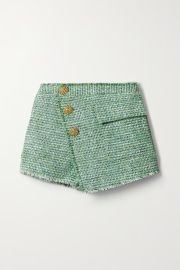 Green Layered button-embellished tweed shorts  SELF-PORTRAIT  NET-A-PORTER at Net a Porter