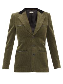 Green Leather-trimmed corduroy single-breasted jacket  Saint Laurent  FASHION US at Matches