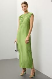 Green Plisse Midi Dress by Atlein Collective Rent the Runway at Rent the Runway